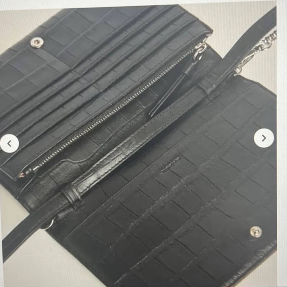 All Saints Fetch Croc Embossed leather chain crossbody wallet